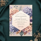 Peach Lavender Hydrangea Floral Wedding 招待状