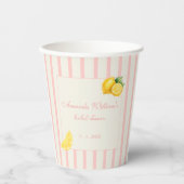 Peach Lemon Stripes Bridal Shower Pastel 紙コップ (正面)