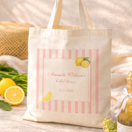 Peach Lemon Stripes Bridal Shower Pastel Favor トートバッグ