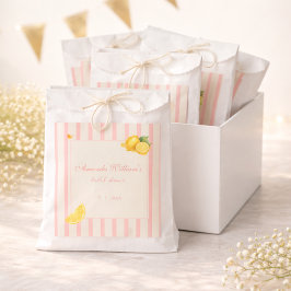 Peach Lemon Stripes Bridal Shower Pastel Favor フェイバーバッグ