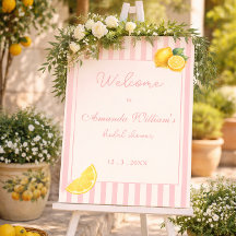 Peach Lemon Stripes Bridal Shower Welcome Sign