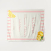 Peach Lemon Stripes Bridal Shower Welcome Sign タペストリー (正面(横))