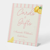 Peach Lemon Stripes Gifts & Cards Bridal Shower 台座サイン (正面)