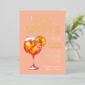 Peach Love at First Spritz ブライダルシャワー 箔招待状 (立ち正面)