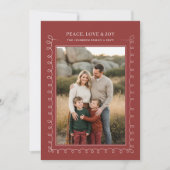 Peach Love Joy Red Stripe Family Photo Christmas シーズンカード (正面)