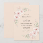 Peach Luminous Spring Wedding 招待状 (正面/裏面)