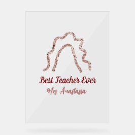Peach marron glitter rainbow teacher appreciation  アクリルサイン