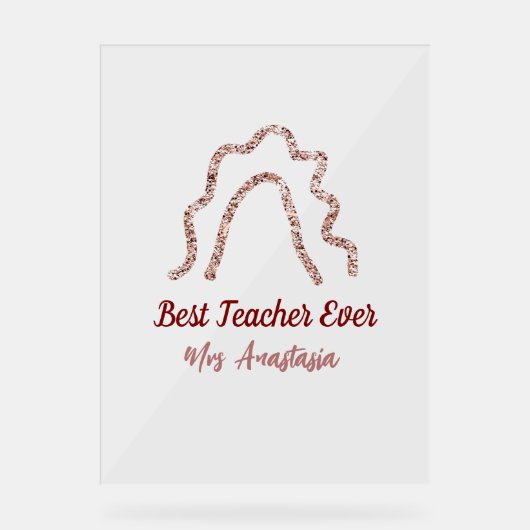 Peach marron glitter rainbow teacher appreciation  アクリルサイン (正面)