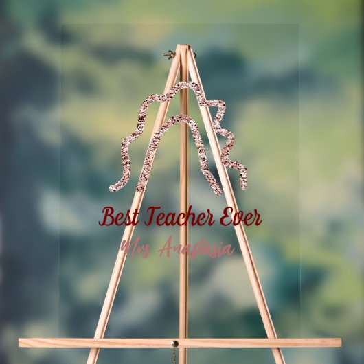 Peach marron glitter rainbow teacher appreciation  アクリルサイン (ニュートラル)