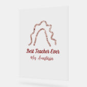 Peach marron glitter rainbow teacher appreciation  アクリルサイン (傾斜)