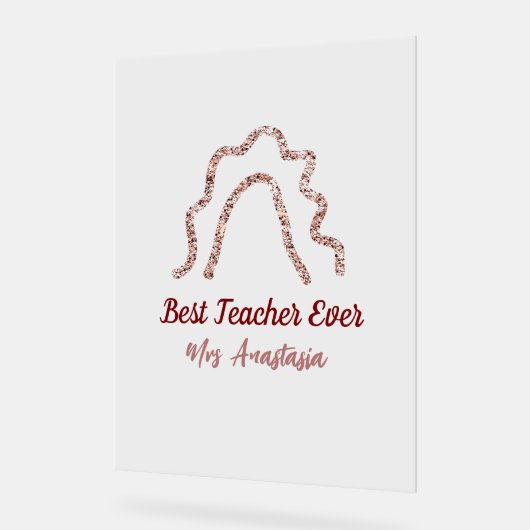 Peach marron glitter rainbow teacher appreciation  アクリルサイン (傾斜)