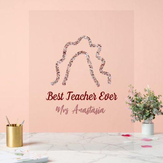 Peach marron glitter rainbow teacher appreciation アクリルサイン (ウェディング)
