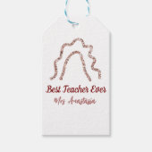 Peach marron glitter rainbow teacher appreciation ギフトタグ (正面)