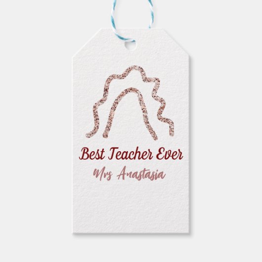 Peach marron glitter rainbow teacher appreciation  ギフトタグ (正面)
