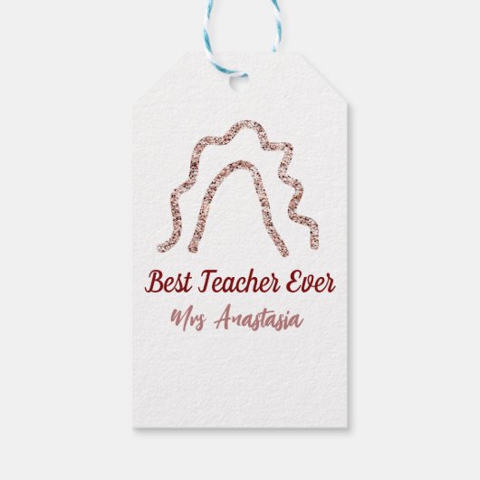 Peach marron glitter rainbow teacher appreciation ギフトタグ (裏面)