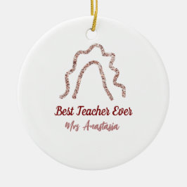 Peach marron glitter rainbow teacher appreciation  セラミックオーナメント