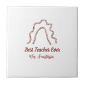 Peach marron glitter rainbow teacher appreciation  タイル (正面)