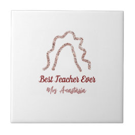 Peach marron glitter rainbow teacher appreciation  タイル