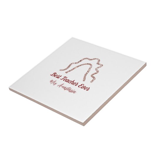 Peach marron glitter rainbow teacher appreciation  タイル (側面)