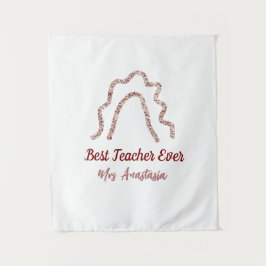 Peach marron glitter rainbow teacher appreciation  タペストリー