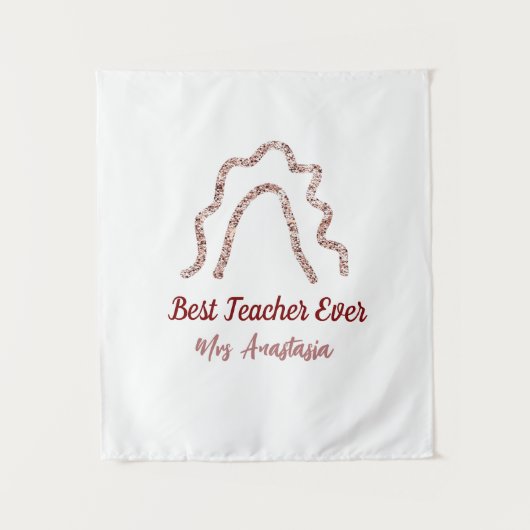 Peach marron glitter rainbow teacher appreciation  タペストリー (正面)