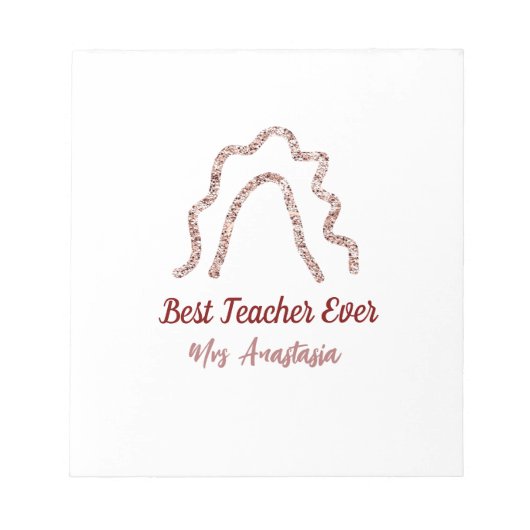 Peach marron glitter rainbow teacher appreciation  ノートパッド (正面)