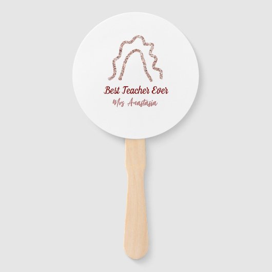 Peach marron glitter rainbow teacher appreciation  ハンドファン (正面)