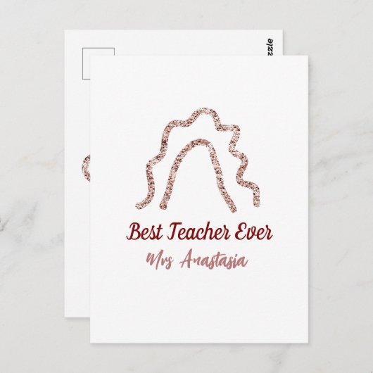 Peach marron glitter rainbow teacher appreciation  ポストカード (正面/裏面)