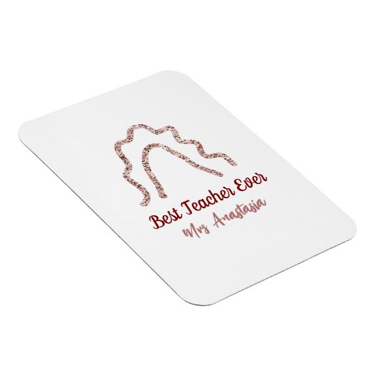 Peach marron glitter rainbow teacher appreciation  マグネット (右側)