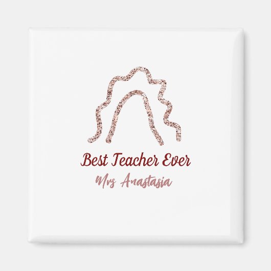 Peach marron glitter rainbow teacher appreciation  マグネット (正面)