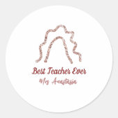 Peach marron glitter rainbow teacher appreciation  ラウンドシール (正面)