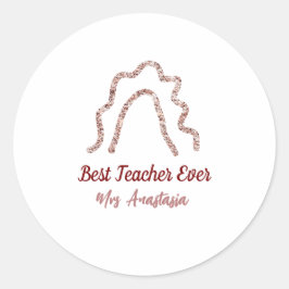 Peach marron glitter rainbow teacher appreciation  ラウンドシール
