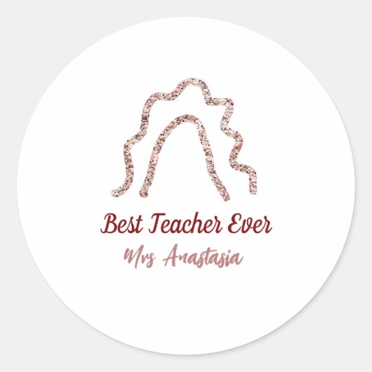 Peach marron glitter rainbow teacher appreciation  ラウンドシール (正面)
