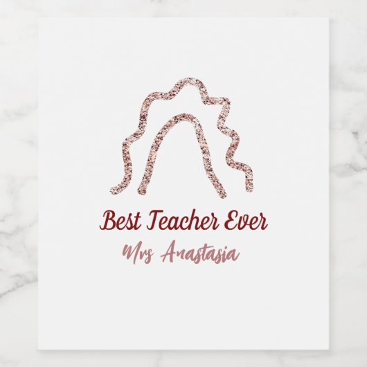 Peach marron glitter rainbow teacher appreciation  ワインラベル (シングルラベル)