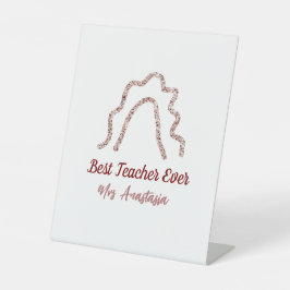 Peach marron glitter rainbow teacher appreciation  台座サイン