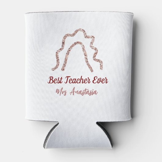 Peach marron glitter rainbow teacher appreciation  缶クーラー (正面)