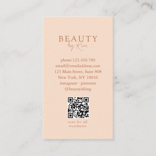 Peach Minimal Salon QR Code Loyalty 名刺 (裏面)