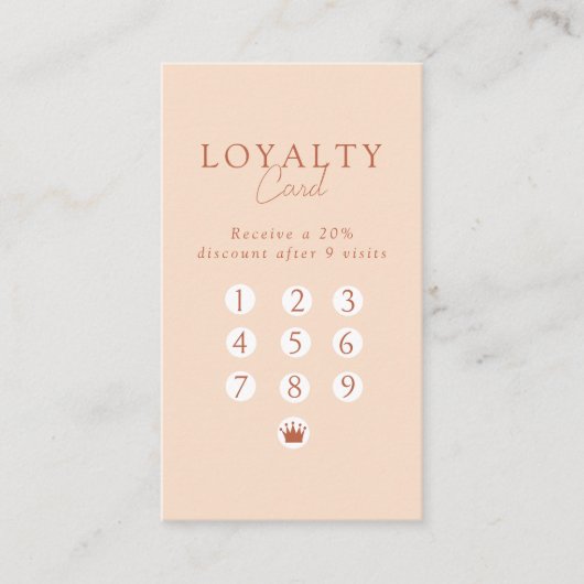 Peach Minimal Salon QR Code Loyalty 名刺 (正面)