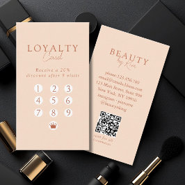 Peach Minimal Salon QR Code Loyalty 名刺