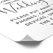 Peach & Mint Floral Unplugged Wedding Table Sign ポスター (角)