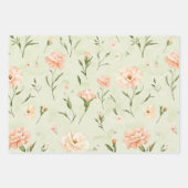 Peach Mint Flowers Hearts Beauty Birthday ラッピングペーパーシート (正面3)