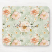 Peach Mint Pretty Rose Floral マウスパッド (正面)