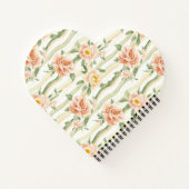 Peach Mint Pretty Roses Floral Stripes ノートブック (裏面)