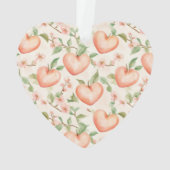 Peach Mint Pretty Roses Floral Stripes Christmas オーナメント (裏面)