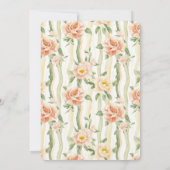 Peach Mint Roses Floral Stripes Baby Shower 招待状 (裏面)