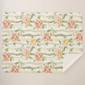 Peach Mint Roses Floral Stripes Birthday シェルパブランケット (正面(横))
