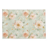 Peach Mint Roses Floral Stripes Birthday 枕カバー (裏面-右)