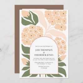 Peach Mist Abstract Floral Modern Spring Wedding 招待状