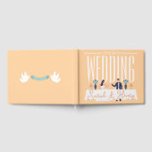 Peach Modern Wedding Guest Book With Couple Toast ゲストブック (全面)