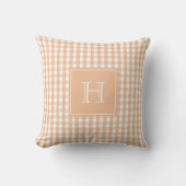 Peach Monogram Gingham Pastel Buffalo Check クッション (正面)